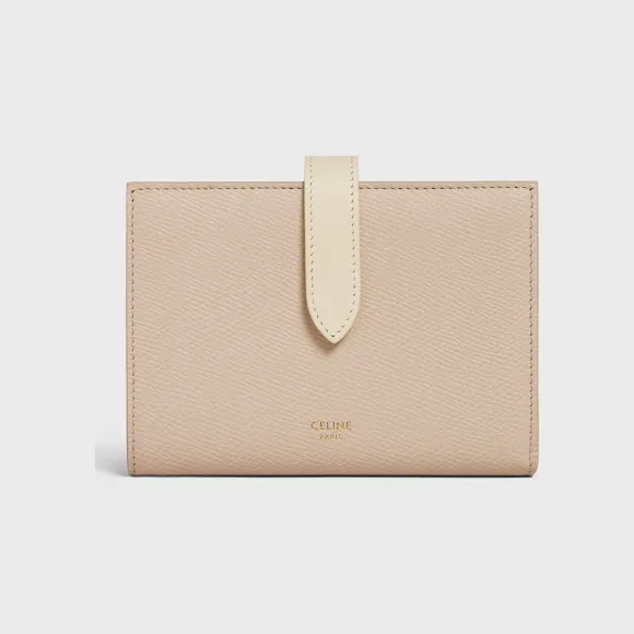 思琳/Celine 女士 双色粒面小牛皮中号肩带钱包 - POWDER / CREAM 10B643BRU.24PA