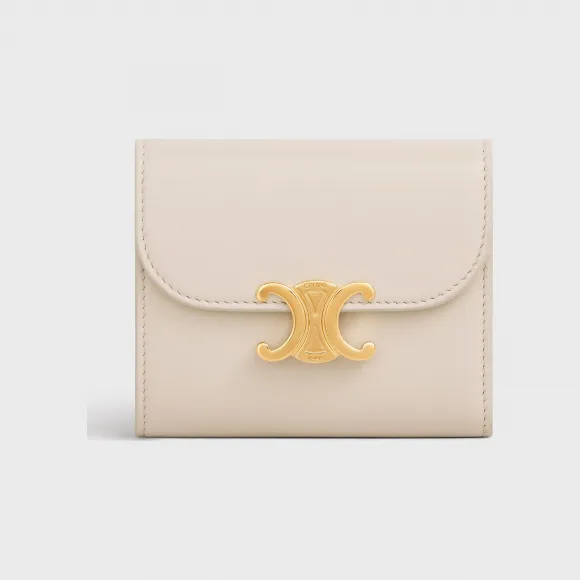思琳/Celine 女士 Triomphe 小号闪亮光滑小羊皮钱包 - 象牙色 10D783BZG.01IV