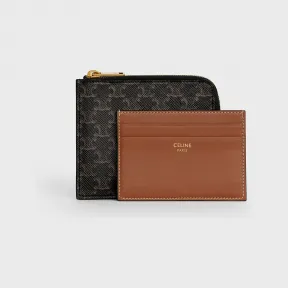 思琳/Celine Triomphe人造革和羊皮革拉链袋，配可拆卸卡夹 10D882CCP.04LU