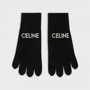 思琳/Celine 男士 刺绣罗纹羊毛手套 2AC55588S.38NO.L