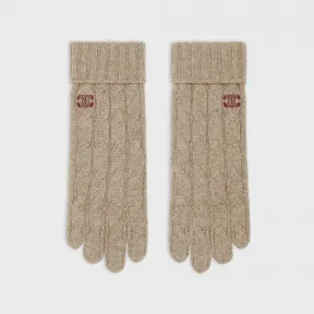 思琳/Celine TRIOMPHE绞花针织山羊绒手套 2AE3I362W.18LT