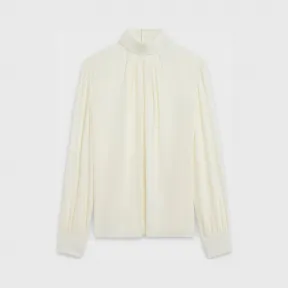 思琳/Celine 女士 真丝绉绸和醋酸纤维混纺褶裥企领短衫 2B128008D.01AV