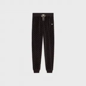 思琳/Celine 女士 丝绒平织布慢跑裤 - 黝黑色 / 棕色 2Z138811P.38NM