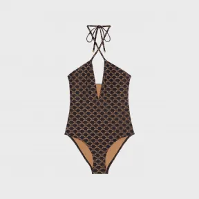 思琳/Celine 女士 交织字母哑光平纹针织泳衣 2Z306939T.17BR.34