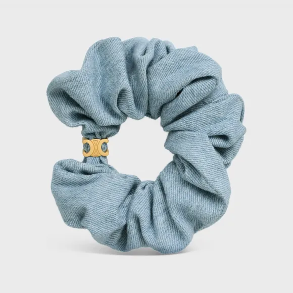 思琳/Celine 棉质牛仔布和金色饰面黄铜发圈 460PR2BCO.33GE