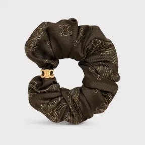 思琳/Celine SCRUNCHY金色饰面黄铜和桑蚕丝头巾印花发圈 460SA2SIB.15KO