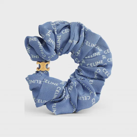思琳/Celine 女士 金色黄铜及蓝色真丝Scrunchy Celine 手链发圈 - Gold / Blue 46Z252SIB.33GE