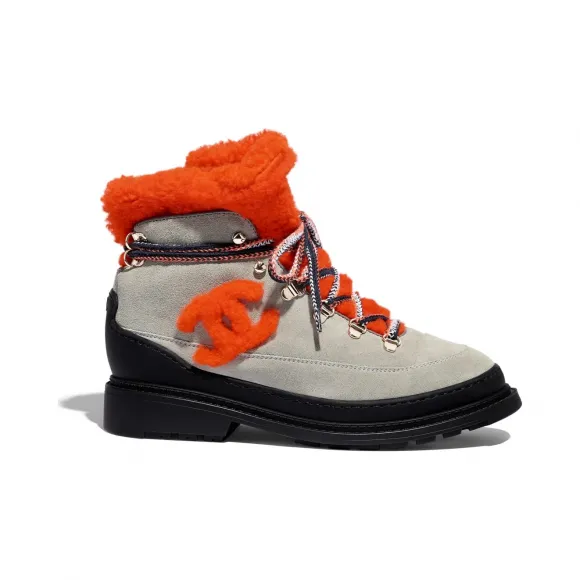 香奈儿/Chanel 灰与橘. 系带鞋 G35376_Y53518_K1944