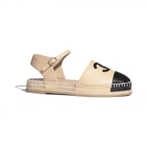 香奈儿/Chanel 渔夫鞋  羊皮革  米色与黑 G36184-X01000-C0204