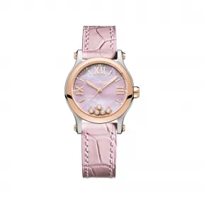 萧邦/Chopard Happy Diamonds系列 自动机械机芯 精钢和18K玫瑰金 女表 278573-6011