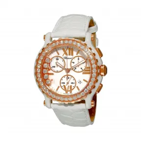 萧邦/Chopard Happy Diamonds系列 石英机芯 18k玫瑰金-陶瓷镶钻 女表 288515-9002
