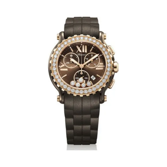 萧邦/Chopard Happy Diamonds系列 石英机芯 18k玫瑰金-陶瓷镶钻 女表 288515-9004