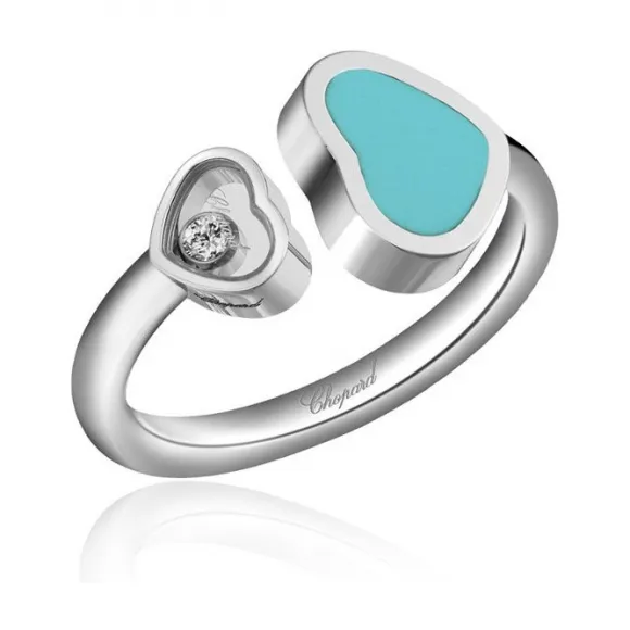萧邦/Chopard Happy Hearts White Gold Turquoise Diamond Ring 829482-1416