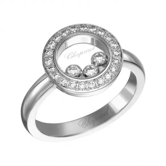 萧邦/Chopard Happy Diamonds Icons White Gold Pave Ring Size 52 82A018-1209