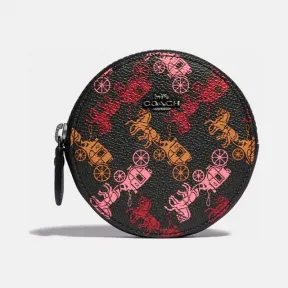 蔻驰/Coach   马车图案印花圆形零钱包 151-V5BLC