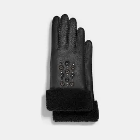 蔻驰/Coach 茶玫瑰装饰真皮手套 18887 GPH