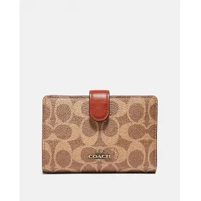 蔻驰/Coach 拼色经典标志帆布中号角拉链钱包 33034 B4NQ4
