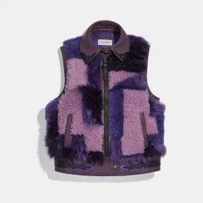 蔻驰/Coach 拼缀羊毛皮背心 33226 PUR