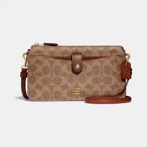 蔻驰/Coach 拼色经典标志帆布NOA POP-UP信使包 37458 B4NQ4