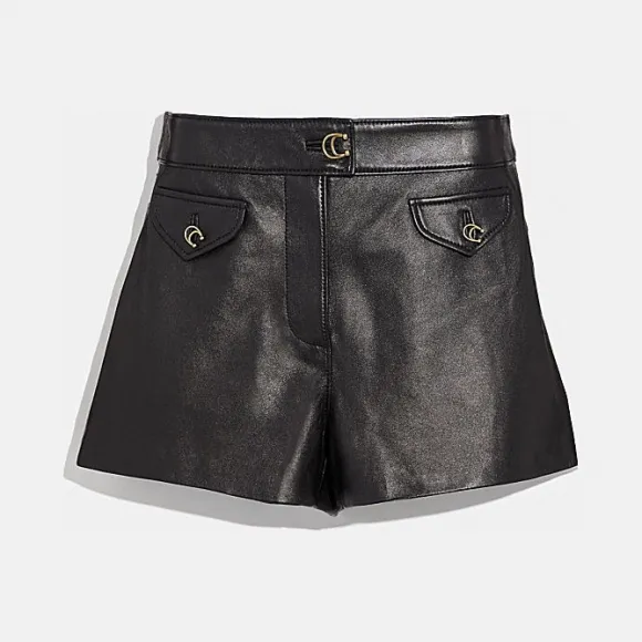 蔻驰/Coach 皮革短裤 38532 BLK