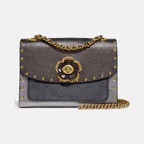 蔻驰/Coach Parker 18 In Signature Canvas With Rivets And Snakeskin Detail39680B4O84