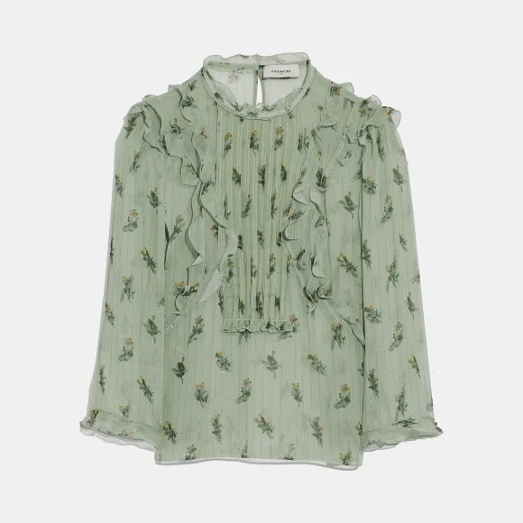 蔻驰/Coach 潦草花卉印花褶边上衣 42749 SFM