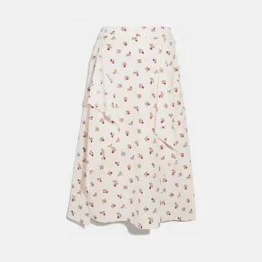 蔻驰/Coach  女士 爱心花束纽扣垂褶中长裙 4882-CHK-0