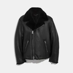 蔻驰/Coach 羊毛皮机车外套 59579 BKBK