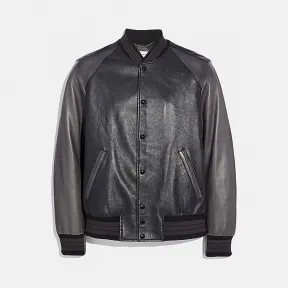 蔻驰/Coach 真皮VARSITY夹克 69162 BLK