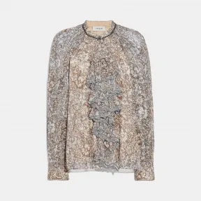 蔻驰/Coach 褶边散乱玫瑰花束印花上衣 72659 FRN