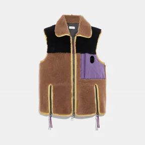 蔻驰/Coach 拼色羊毛皮背心 72793 L9I