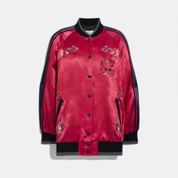 蔻驰/Coach Oversize Souvenir Varsity Jacket 75638 RED