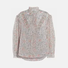 蔻驰/Coach 荷叶边印花长袖女士衬衫 75675 ONA