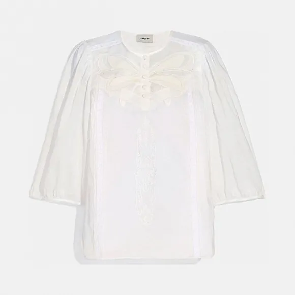 蔻驰/Coach 花边蝴蝶嵌花上衣 75681 WHT