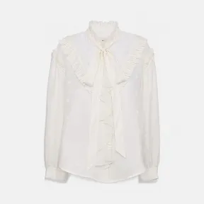 蔻驰/Coach 荷叶边方形经典标志提花长袖PRAIRIE上衣 75826 CRM