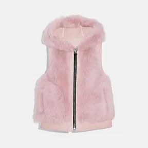 蔻驰/Coach 双面剪羊毛连帽背心 75835 MAU