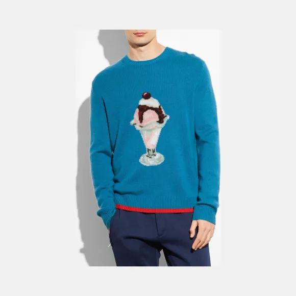 蔻驰/Coach 圣代嵌花针织衫 87509 BLU