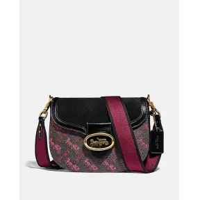 蔻驰/Coach Kat系列 女士 马车图案印花KAT 马鞍包 88249_BBKBK