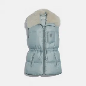 蔻驰/Coach  配可拆卸皮毛一体领的梭织背心 88397_LBL_04