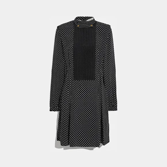 蔻驰/Coach  圆点褶裥围兜连衣裙 88952_BLK_0