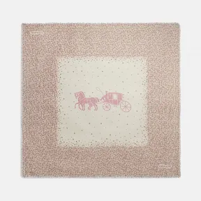 蔻驰/Coach  马车图案和茶玫瑰格纹印花大尺寸方巾 89766_PTP_ONE