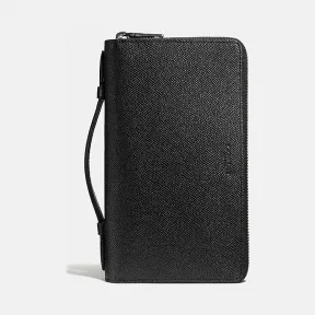 蔻驰/Coach 十字纹皮革双拉链旅行收纳包 93487 BLK