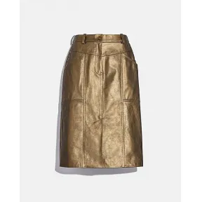 蔻驰/Coach 金属皮革中长半身裙 C2224-PYR-10