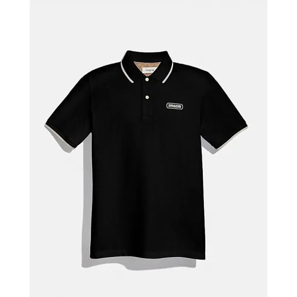 蔻驰/Coach COACH徽章POLO衫 C3723-BLK-XS