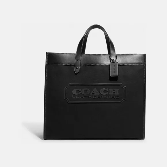 蔻驰/Coach Field 手提袋 40 有机棉帆布带徽章 C9368-JIBLK