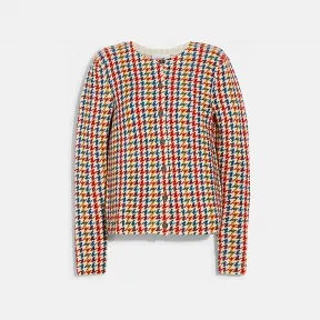 蔻驰/Coach PDF 混合材料 印花粗花呢圆领开衫 CA401-PDF