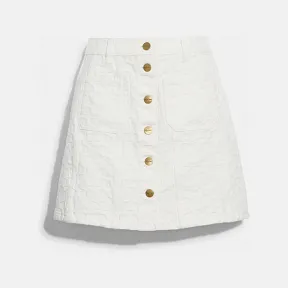 蔻驰/Coach UBY 牛仔布 经典标志丹宁半身裙 CA687-UBY