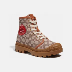 蔻驰/Coach 女士 磨光琥珀色／可樂紅棕色 中筒靴 CB250-UIO-10-B