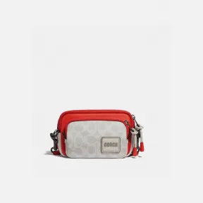 蔻驰/Coach 男士 拼色经典标志帆布COACH贴饰PACER多功能双层手包 1018_QVW