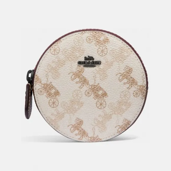 蔻驰/Coach  马车图案印花圆形零钱包 151_V5PUU